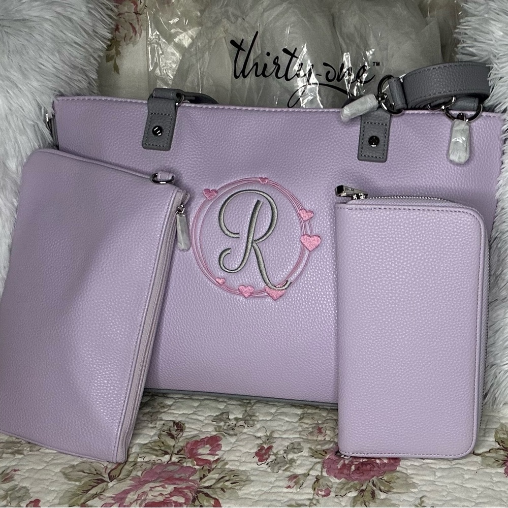 Thirty-One Light Purple Tote with Accessories